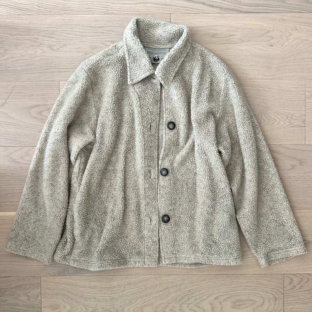 fuzzy oatmeal sherpa jacket